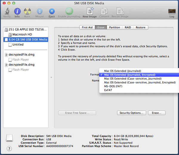 mac os x encrypting external usb drive for both windows and mac